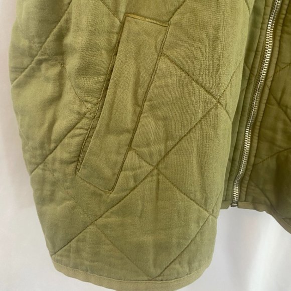 SOLD GAP Khaki Green Cotton Diamond Quilted Long Sleeve Full Zip Jacket - Picture 4 of 13